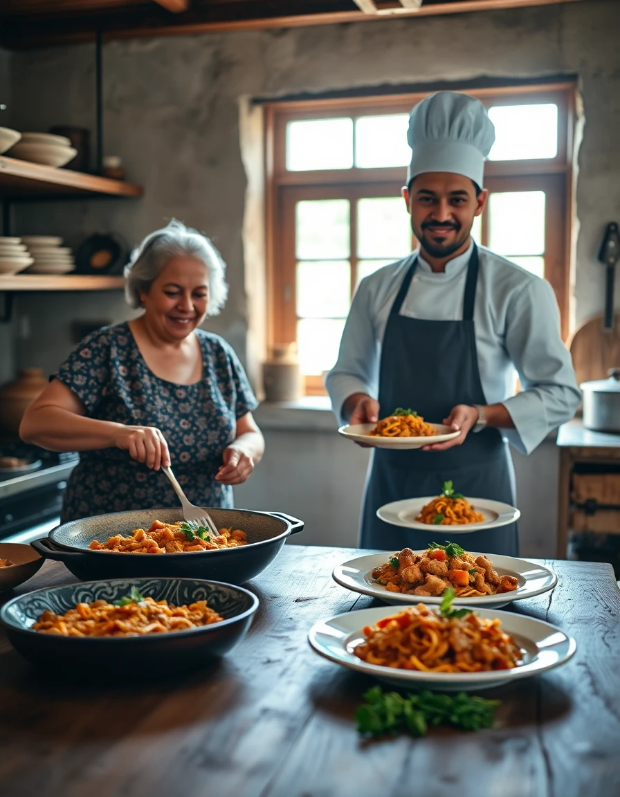 Comida típica versus receitas modernas da região capa